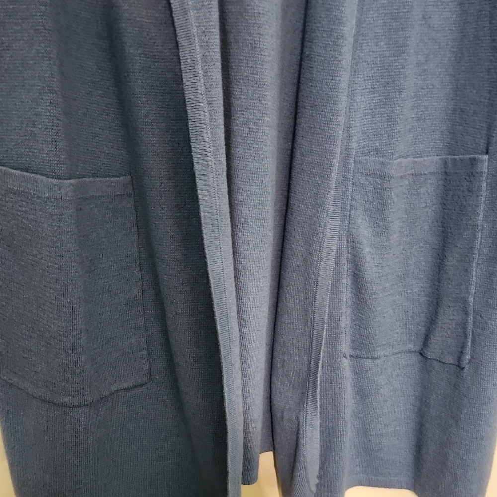 Women's Blue Open Front Cardigan - Picture 3 of 6